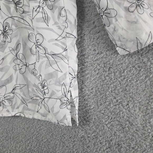 ALFRED DUNNER Floral Blouse Semi Sheer Top 18 White Black Boho Office Siren - Picture 4 of 8